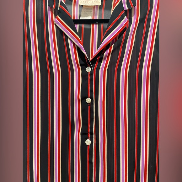 Vintage Pure Class by Francine Browner Multicolor Vertical Stripe Blouse Top - Picture 5 of 7